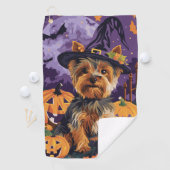 Serviette De Golf Yorkshire Terrier Chien Halloween sorcière et Citr (En situation)