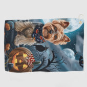 Serviette De Golf Yorkshire Terrier Halloween Éffrayant (Horizontal)