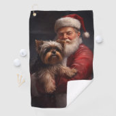 Serviette De Golf Yorkshire Terrier Santa Claus Festive Noël (En situation)