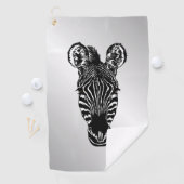 Serviette De Golf Zebra Head sur Silver (En situation)