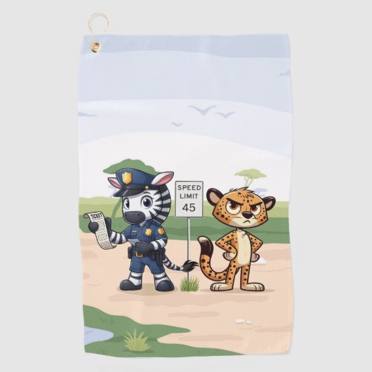 Serviette De Golf zèbre et guépard de police mignons (Devant)