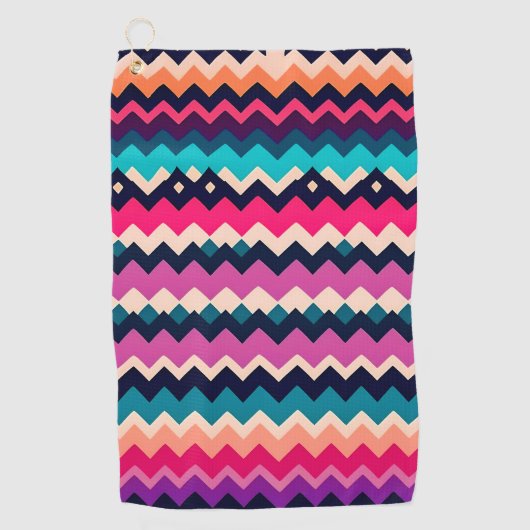 Serviette De Golf Zigzag Chevron Design Motif coloré (Devant)