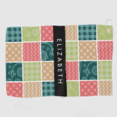 Serviette De Golf Zigzag, Chevron, En vichy, Pois, Votre Nom (Horizontal)