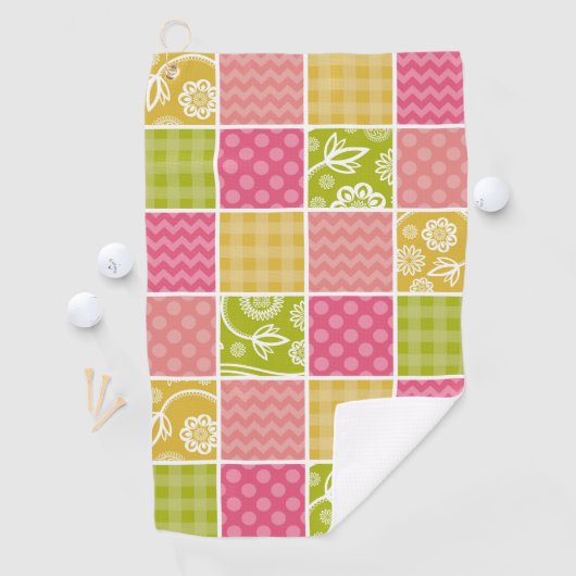 Serviette De Golf Zigzag, Chevron, Pois, En vichy, Patchwork (En situation)