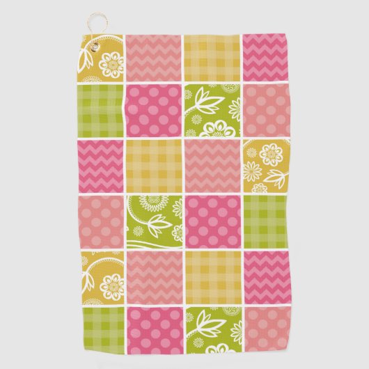 Serviette De Golf Zigzag, Chevron, Pois, En vichy, Patchwork (Devant)