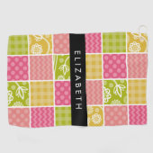 Serviette De Golf Zigzag, Chevron, Pois, En vichy, Votre Nom (Horizontal)