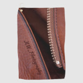 Serviette De Golf Zipper en cuir Brown Faux Personnalisé (Devant)