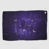 Serviette De Golf Zodiac Purple Gemini | Horoscope d'astrologie cosm (Horizontal)