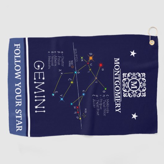 Serviette De Golf Zodiaque Gemini (Horizontal)