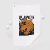 Serviette De Golf Zone de sorcière d'Halloween Cimetière de chat noi (En situation)