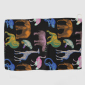 Serviette De Golf Zoo Animaux couleurs vives Pop Art Amoureux des an (Horizontal)