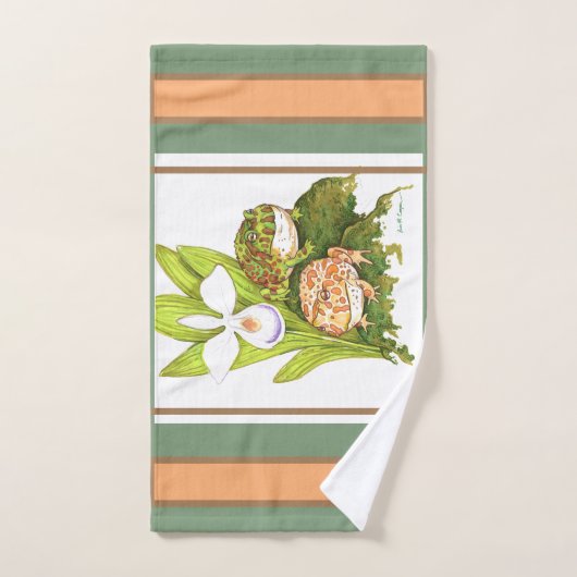 Serviette de grenouilles à cornes orange (Serviette à main)