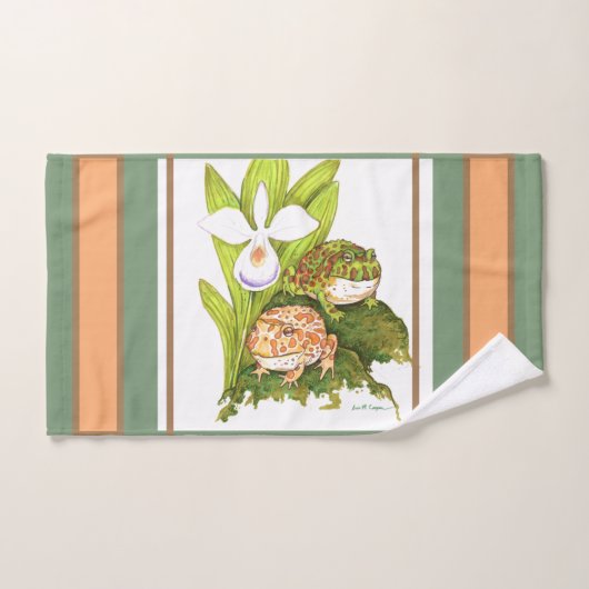 Serviette de grenouilles à cornes orange (Serviette à main)