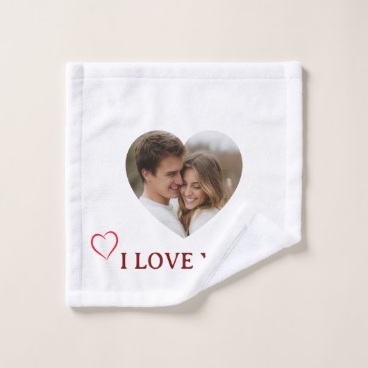 Serviette de la Saint-Valentin avec photo personna (Gant de toilette)