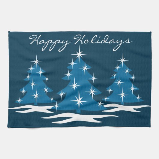 Serviette de l'arbre de Noël personnalisée Bleu Se (Horizontal)