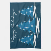 Serviette de l'arbre de Noël personnalisée Bleu Se (Vertical)