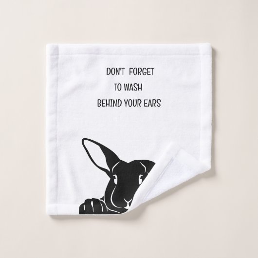 SERVIETTE DE LAVAGE LAPIN SILHOUETTE NOIRE (Gant de toilette)
