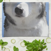 Serviette de loup de chien Husky serviette de thé  (Plié)