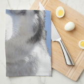 Serviette de loup de chien Husky serviette de thé  (Quart Plié)