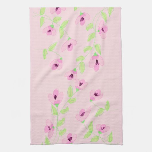 Serviette de luxe dans un imprimé floral rose (Vertical)