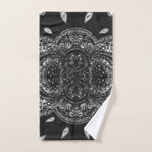 Serviette de main à code mouchoir noir (Serviette à main)