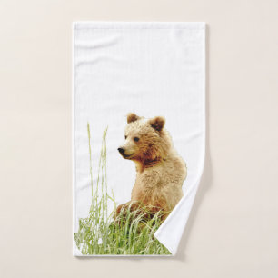 Serviette de main avec l'petit animal d'ours gris