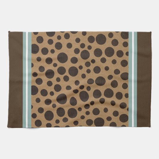 Serviette de main Brown chic de point de polka (Horizontal)