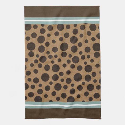 Serviette de main Brown chic de point de polka (Vertical)