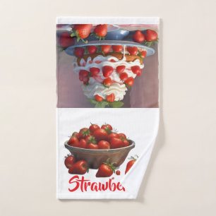 Serviette de main/cuisine aux fraises IA