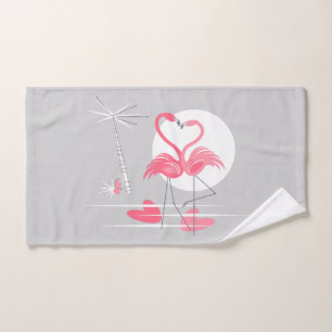 Serviette de main d'amour de Flamant rose