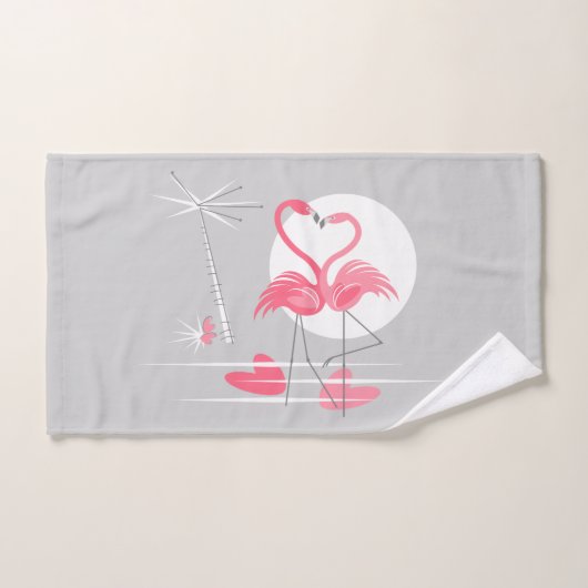 Serviette de main d'amour de Flamant rose (Serviette à main)