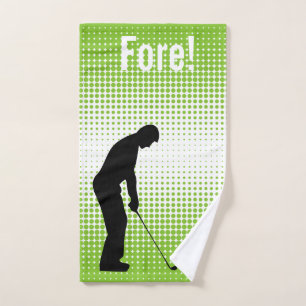 Serviette de main de golf de vert de silhouette de