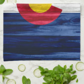 Serviette de main en bois rustique de drapeau du (Plié)