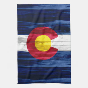 Serviette de main en bois rustique de drapeau du