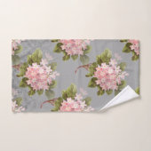 Serviette de main grise d'hortensia rose vintage (Serviette à main)