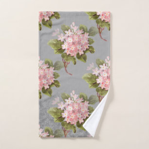 Serviette de main grise d'hortensia rose vintage