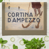 Serviette de main italienne vintage d'Alpes (Plié)