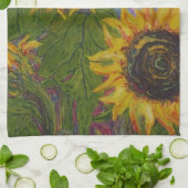 Serviette de main jaune de tournesols (Plié)