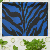 Serviette de main rayée de zèbre bleu-foncé et (Plié)