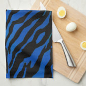 Serviette de main rayée de zèbre bleu-foncé et (Quart Plié)