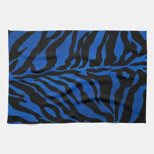 Serviette de main rayée de zèbre bleu-foncé et (Horizontal)
