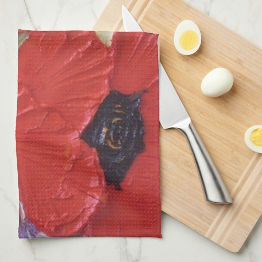 Serviette de main rouge de pavot (Quart Plié)