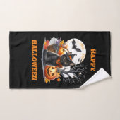 Serviette de mains Chat et citrouille lumineuse Jo (Serviette à main)