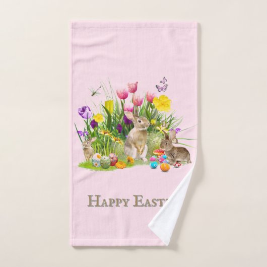 Serviette de mains de fête de Pâques avec lapin et (Serviette à main)