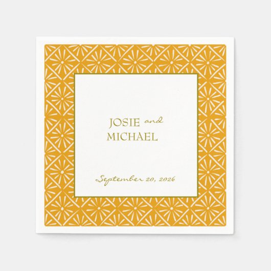 Serviette de mariage géométrique en papier (Devant)