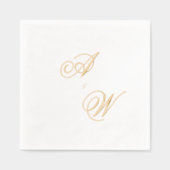Serviette de mariage initiale en feuille élégante (Recto)