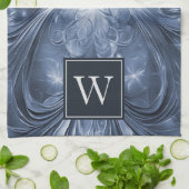 Serviette de monogramme Abstraite bleue (Plié)