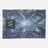 Serviette de monogramme Abstraite bleue (Horizontal)