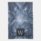 Serviette de monogramme Abstraite bleue (Vertical)