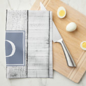 Serviette de monogramme bleu rustique (Quart Plié)